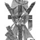 Zeichnung: Restitutas Kopf steigt über Kreuz auf