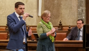 Tschechischer Umweltminister Hladík spricht über Sr. Restituta im Großen Schwurgerichtssaal des Landesgerichts für Strafsachen Wien